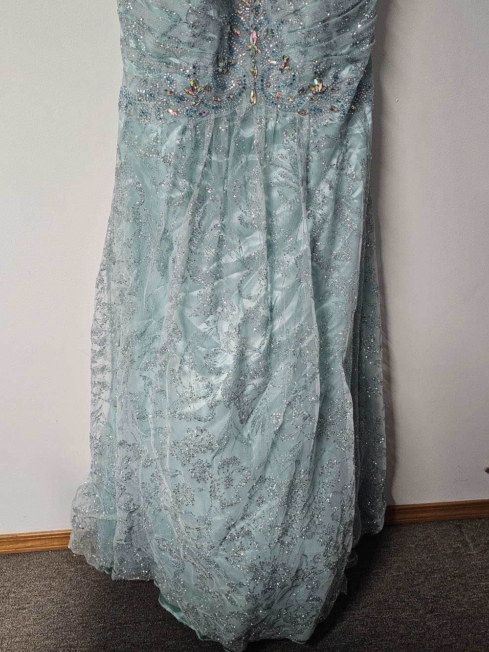 Cache Light Aqua Beaded Prom Dress - Picture 2 of 7